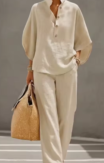 Ensemble 2 pièces décontracté beige